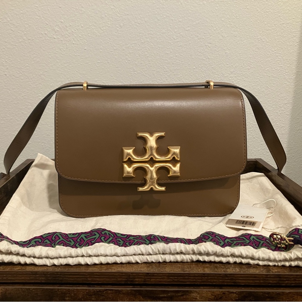 Tory Burch Eleanor Convertible Shoulder Bag in Moose with Receipt